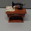 Artyea Vintage Mini Sewing Machine Style Plastic Music Box Table Desk Decoration Toy Gift for Kid Children, brown