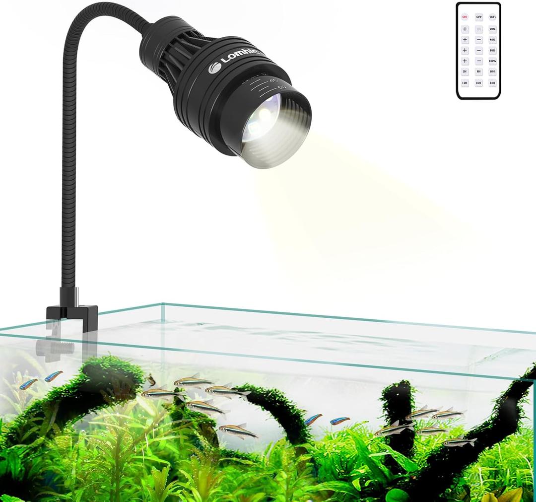 Lominie LED Aquarium Light Full Spectrum 15-60 Adjustable Aquarium Focus Light Spotlight for Saltwater Freshwater Fish Tank