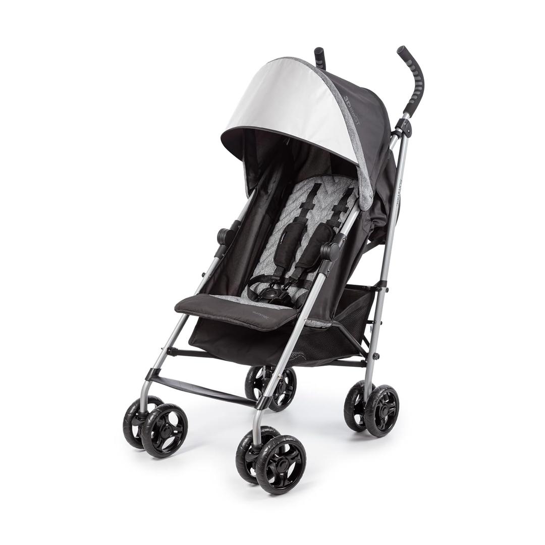 3Dlite ST Convenience Stroller, Black & Gray - Lightweight Stroller with Steel Frame, Large Seat Area, Multi-Position Recline, Large Storage Basket - Infant Stroller for Travel and More