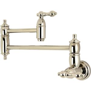 Kingston Brass KS3106AL Restoration Wall Mount Pot Filler Kitchen Faucet, Polished Nickel
