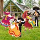 Bucherry 4 Pcs Mexican Cardboard Cutout with Stakes Life Size Mexican Faces in Hole Cardboard Photo Prop Party Decor Photography Background Hispanic Heritage Month Fiesta Cinco De Mayo Photo Booth
