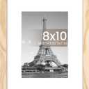 upsimples 8x10 Picture Frame, Display Pictures 5x7 with Mat or 8x10 Without Mat, Wall Hanging Photo Frame, Natural, 1 Pack