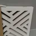 Freestanding Dog Gate Expandable Decorative Wooden Fence for Small to Medium Pet Dogs, Barrier for Stairs, Doorways, & Hallways (Lattice - White)