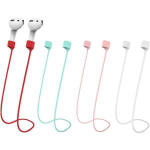 Magnetic Anti-Lost Straps for AirPods,Colorful Soft Silicone Sports Lanyard, Neck Rope Cord (Red/Pink/Green/White)
