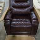 Recliner Chair, Leather Recliner Home Theater Seating, Electric Reclining Chair with USB Ports and Cup Holders, Breathing Chair with Hidden Arm Storage, Dark Brown
