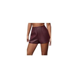 Women's Sexy High Waisted Faux Leather Shorts Drawstring Lace Up Festival Rave Shorts S