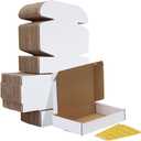 HORLIMER 8x5.5x1.6 inches Shipping Boxes Set of 25, White Corrugated Cardboard Box Literature Mailer, 25 Stickers Included