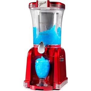 Nostalgia Frozen Drink Maker and Margarita Machine for Home - 32-Ounce Slushy Maker with Stainless Steel Flow Spout - Easy to Clean and Double Insulated - Retro Red