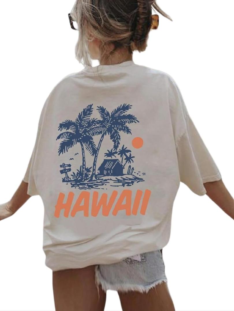 SOLY HUX Girl's Graphic Tees Short Sleeve Hawaiian T Shirt Summer Casual Vacation Tops White Letter, 9Y