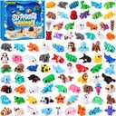 JOICEE 108 Pcs 3D Printed Animals, Mini 3D Printed Figurines Articulated Flexible Fidget Toys Cute Desk Pets Decor for Kids Party Favors Birthday Gifts Office Home Decorations