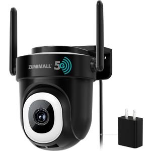 ZUMIMALL 5MP 5G Cameras for Home Security, 24/7 Recording Outdoor Wired Camera, 360PTZ, Auto Tracking, Motion & Noise Alerts, Alexa Compatible, IP66 (Black)