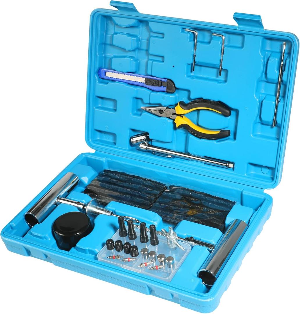 68PCS Tire Plug Kit, Car Accessories Tire Repair Kit, Tire Repair Kit with Plugs, Heavy Duty Tire Plug Kit, Universal Tire Repair Tools to Fix Punctures and Plug Flats, for Car SUV RV ATV