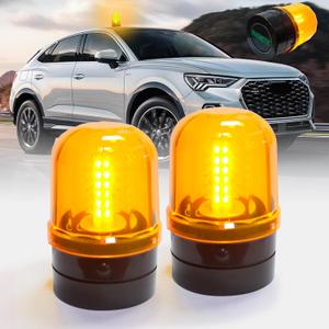 ELLUMIN 6" Rotating Flashing Light, Amber LED Strobe Rotating Beacon Light with Magnetic Base for Vehicle Forklift Truck Tractor Golf Carts UTV Car Bus and Club Party Show Bar(Amber, 2 Pack