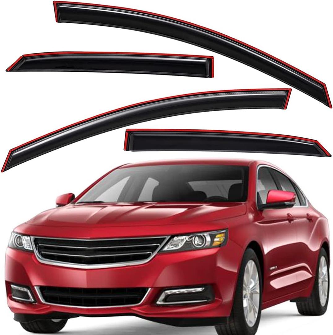 Lightronic Extra Durable Clip-on in-Channel Auto Vent Window Visor, Fit 2014-2020 Chevrolet Impala (EXCLUDES 2014-2016 Impala Limited), UV Protection Rain Guard, Original Wind Deflector, Smoke, 4Pcs