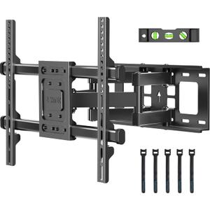 BONTEC Full Motion TV Wall Mount for 37-85 Inch TVs, Hold up to 132lbs, Max VESA 600x400mm, Swivel Tilt Dual Arms, Adjustable Viewing Angle, Fits 16" Wood Studs, Easy Assembly