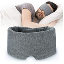FRESHME Cotton Sleep Eye Mask for Women Men - 100% Blocking Light Travel Blindfold, Soft Zero Pressure Grey Eyes Cover with Adjustable Velcro Strap for Side Sleeper Night Sleeping, Work Nap and Yoga