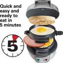 Hamilton Beach Breakfast Sandwich Maker with Egg Cooker Ring, Customize Ingredients, Perfect for English Muffins, Croissants, Mini Waffles, Perfect White Elephant Gifts, Silver (25475)