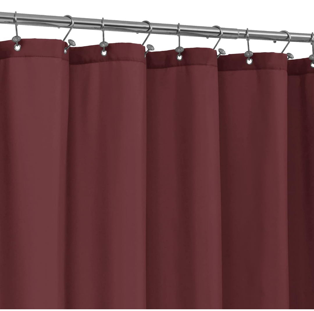 ALYVIA SPRING Burgundy Red Fabric Shower Curtain Liner Waterproof - Soft Hotel Quality Cloth Shower Liner with 3 Magnets, Light-Weight & Machine Washable - Standard Size 72x72, Burgundy