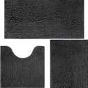 Bathroom Rugs Sets 3 Piece Non Slip,Bath Rugs with PVC Backing Bath Carpet,Bathroom Rug Washable,Absorbent,Plush Carpet Mats,Bath Mats for Bedroom, Kitchen,Tub,Home Decor(Dark Grey) (16x24"+20x20"U shape+20x32")
