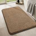 YIHOUSE Bathroom Rugs 17x24, Extra Thick Soft Absorbent Chenille Bath Rug Non-Slip Quick Dry, Machine Washable Bath Mats for Bathroom, Floor, Tub and Shower, Home Decor, Beige