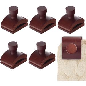 Impresa [6 Pack] Mahogany Wooden Blanket Hangers  Extra Wide, Strong Grip Tapestry Clips with Hardware for Wall Display - Tapestry Hangers for Walls