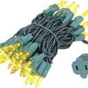 Novelty Lights 11 Feet 50 Bulbs Traditional Incandescent Mini Lights, Yellow on Green Wire with 2.5" Spacing, Commercial Grade and UL Listed for Indoor/Outdoor Use, End-to-End Connectable
