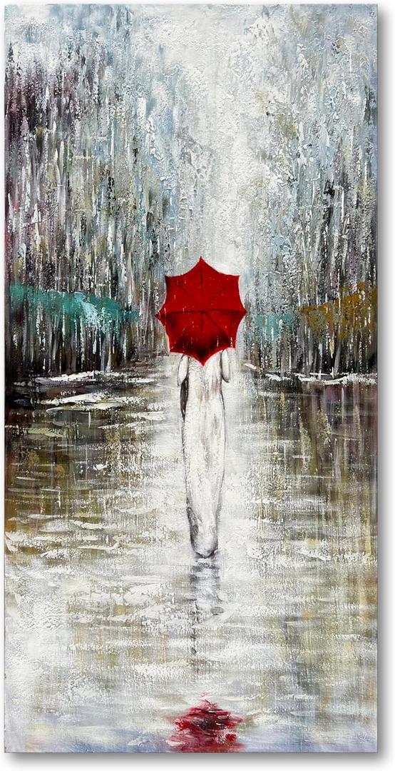 Art Hand-Painted Landscape Oil Painting Contemporary Abstract Vertical Canvas Frame Wall Art Living Room Bedroom Wall Decoration 47x23 Inches (Ts22)