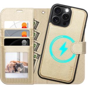 OCASE for iPhone 16 Pro Case Detachable Wallet Case with Card Holder, 2 in 1 Pu Leather Flip Folio with RFID Blocking Stand Wrist Strap Shockproof Phone Cover 6.3 Inch 2024, Gold