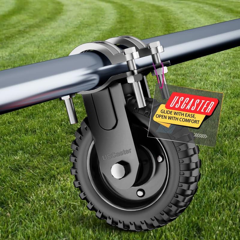 Gate Wheel for Metal Tube Gate with 1-1/4" Thru 2-1/4" OD,8 Inch Gate Caster,Heavy Duty Farm Gate Wheel for Metal Swing Gate Fence Support,550LBS Capacity (Black,1 Pack)