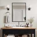 Sunniry Black Bathroom Mirror, 18x24 inch Vanity Mirror, Metal Matte Frame