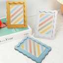 8x10 Picture Frame with Mat for 5x7, Wavy Edge Wooden Real Glass Photo Frame for Tabletop and Wall Hanging, Blue, 1 Pack