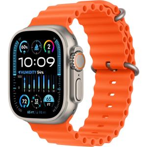 Apple Watch Ultra 2 [GPS + Cellular, 49mm] - Titanium Case with Orange Ocean Band, One Size