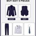Boys Suits 5 Piece Slim Fit Suit for Kids Formal Ring Bearer Suits Gentleman Wedding Party Outfit (Blue) 14