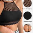 2 x Womens Bralettes Sexy Black Top Lace Bra Lingerie Y2K HalterneckSpaghetti Strap Cami (Black, XS)