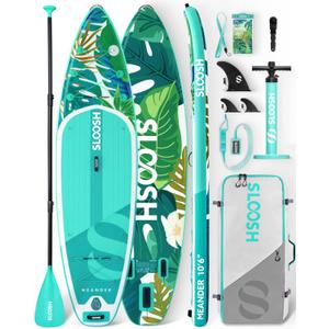 SLOOSH Inflatable Stand Up Paddle Board, 10'6" Inflatable Paddle Boards with Premium Accessories, Non-Slip EVA Deck, Ultra-Light Carry Bag Pump, Meander SUP for Youth & Adults