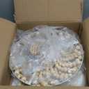 Topaluce 3Lights Wood Bead Chandelier Boho Light Fixture,Antique Rustic Metal White Oak Beaded Chandelier Kitchen Island Pendant Lighting for Dining Room,Bedroom,Entryway,Foyer