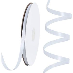 TONIFUL 1/4 Inch x 100yds White Satin Ribbon, Thin Solid Color Satin Ribbon for Gift Wrapping, Crafts, Hair Bows Making, Wedding Party Decoration, Invitation Cards, Floral Bouquets,Halloween,Christmas