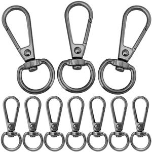 OIIKI 10 Sets Swivel Clasp Clips, Metal Swivel Snap Hook, Flexible Key Chain Clip with Key Ring for DIY Crafts, Jewelry Clasps, Lanyard Making - Black