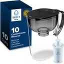 Brita Large 10 Cup Water Filter Pitcher, 1 BritaPlus Filter, Everyday, Black 