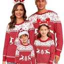 Totatuit Men's Ugly Patterns Christmas Sweater Red Reindeer Tree Snowflakes Cute Knit Family Knit Pullover Sweater
 (Small)