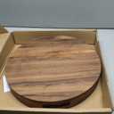 MAGIGO 16 Inches Extra Large Round Black Walnut Wood Ottoman Tray with Handles, Serve Tea, Coffee or Breakfast in Bed, Classic Circular Wooden Decorative Serving Tray
