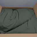 ECOCOTT 3 Pieces Duvet Cover Queen 100% Washed Cotton 1 Duvet Cover with Zipper and 2 Pillowcases, Ultra Soft and Easy Care Breathable Cozy Simple Style Bedding Set (Avocado Green) (Queen (90"x90"), Avocado Green (No Comforter))