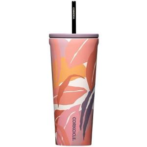Corkcicle Cold Cup Insulated Tumbler with Straw - Keeps Drinks Cold for 12 Hours - Triple-Insulated Stainless Steel - Leak-Resistant Lid - Summer Drinkware Gift - 24 oz - Tropical Hideaway