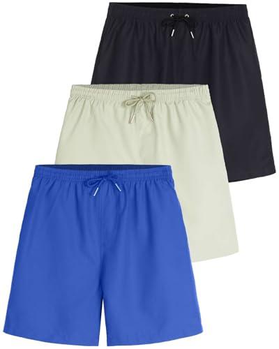 Real Essentials 2-Pack: Boy's Swim Board Shorts Trunks with Drawstring Beach UPF Swimwear Surf Swimming Short for Boys - Set 2, M (8/10)