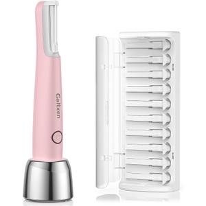 Sonic Dermaplaning Tool for Women, Rechargeable Face Dermaplane Razor Sonic Edge Technology for Facial Hair, Exfoliating and Peach Fuzz, 10 Refill Blades Pink