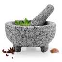 Mortar and Pestle Set,Unpolished Granite Grinder Bowl 6 Inch - 2 Cups for Herbs Pesto Pastes Seasonings Grinder,GuacamoleMortar and Pestle,with Non-Slip Mats