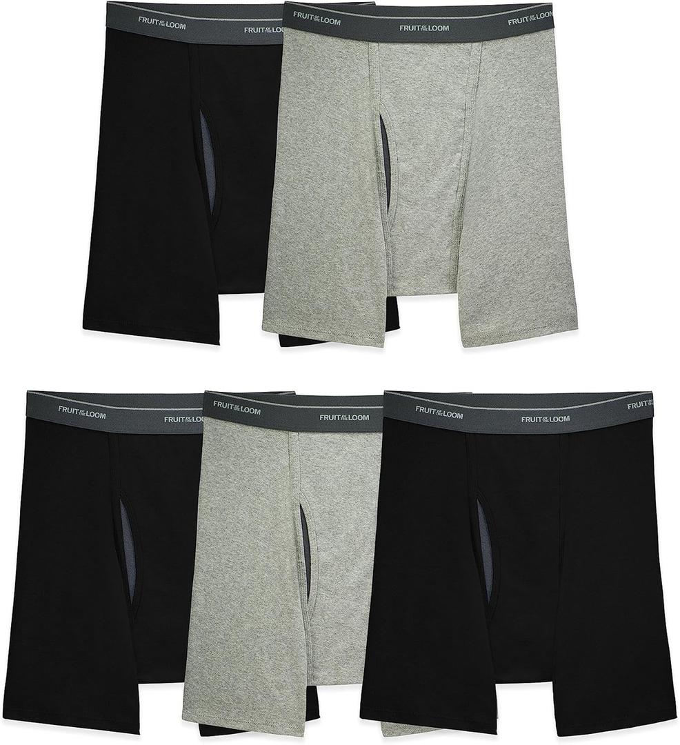 Fruit of the Loom Men's Coolzone Boxer Briefs, Moisture Wicking & Breathable, Assorted Color Multipacks (5 Pack - Black/Gray) XL