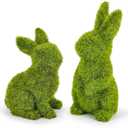 Decorative Decorations for Easter Bunny Gifts, Moss Green Flocking Sculpture, Garden Courtyard Family Gathering Celebration Decorations (Small 2PCS Standing+Sitting)