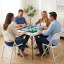 34.6" Folding Mahjong Table, Portable Game Table with Cup Holders | Foldable Design, Carry Handle, 4 Cup Holders, 4 Storage Slots, HDPE Tabletop, Steel Legs, Quiet Playing Mat, 34.6IN
