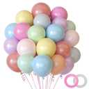 NACHLYNN 60 pcs Party Latex Balloons 12 inches Pastel Rainbow Birthday Balloons for Birthday Baby Shower Wedding Rainbow Party Balloons Decorations